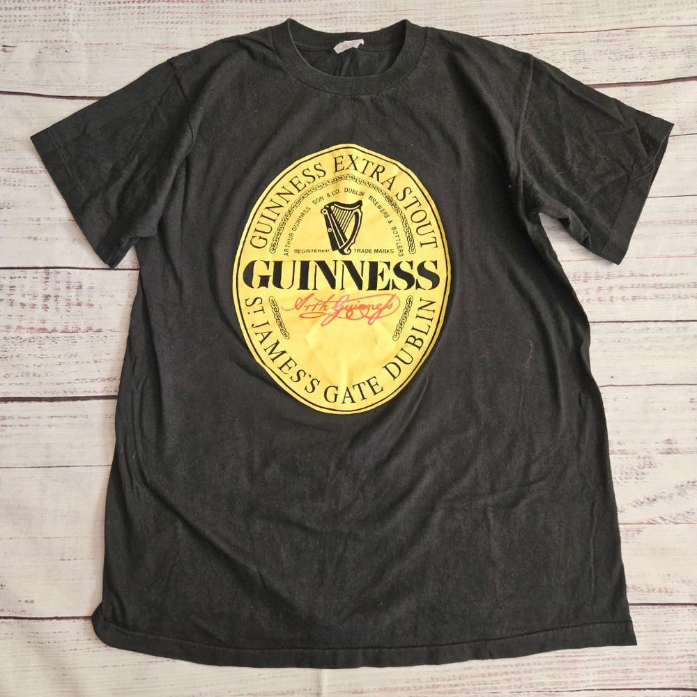 Vintage Single Stitch Short Hills Tee Guinness Black Tshirt Large